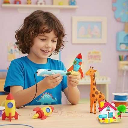 Caneta de Impressão 3D | Display LED Digital + Kit de Filamentos Coloridos