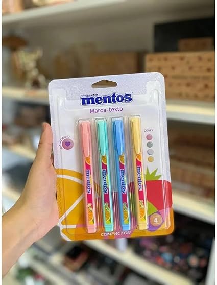Kit 4 Canetas Marca Texto | Mentos com Cheiro - 4 Cores