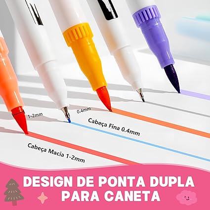 Kit com 120 Canetas Hidrográficas | Desenho Pro - Tons Pastéis