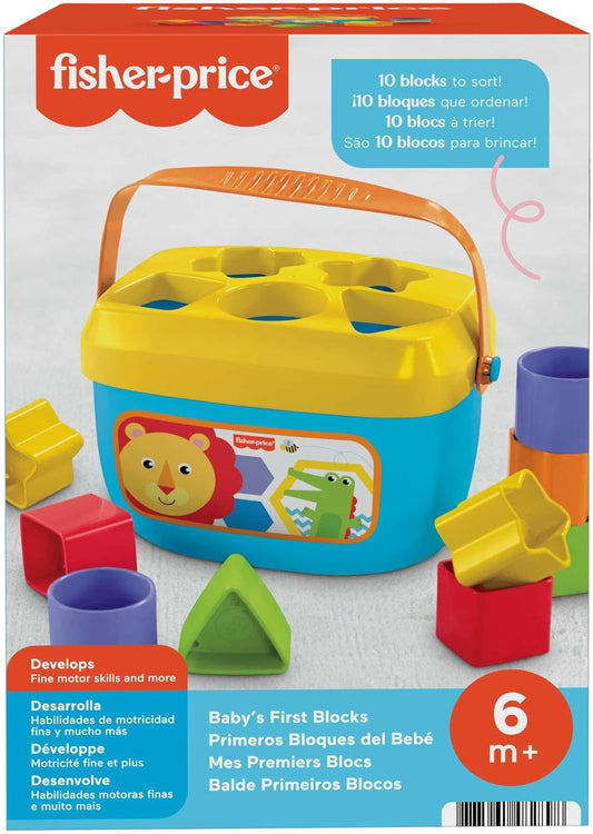 Fisher-Price Brinquedo para Bebês Balde Primeiros Blocos para crianças a partir de 6 meses