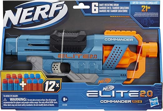 Nerf Elite 2.0 Commander RD-6 - Tambor Giratório, Inclui 12 Dardos