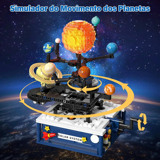 Sistema Solar de Montar – Kit com Planetas Giratórios e Sol Iluminado