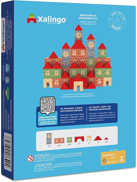 Blocos de Mandeira | Engenheiro Jr - 120 Peças Xalingo