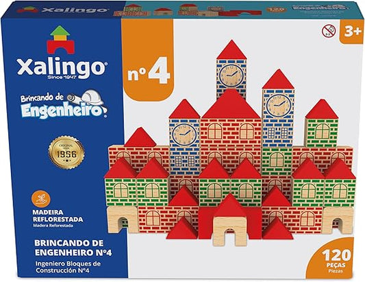 Blocos de Mandeira | Engenheiro Jr - 120 Peças Xalingo