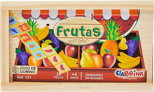 Dominó Frutas em Madeira 28 Peças